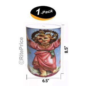 Large 8.5" Tin Money Angel Printed Piggy Bank, Religious Guadalupe Coin Bank